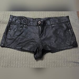 Almost Famous Black High Waist Faux Leather Shorts